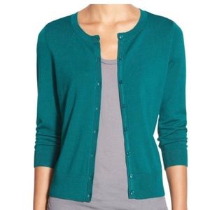 Halogen by Nordstrom button front cardigan in teal